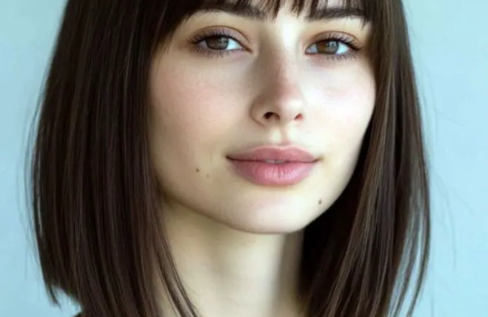 27. Polished Blunt Bangs