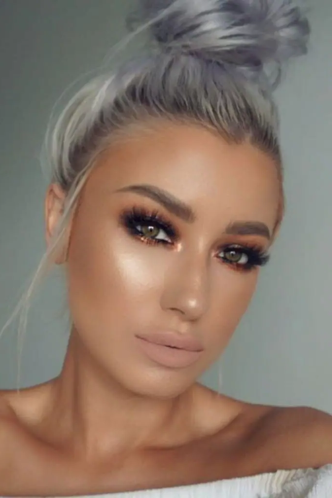 Platinum Grey Top Knot Hairstyle