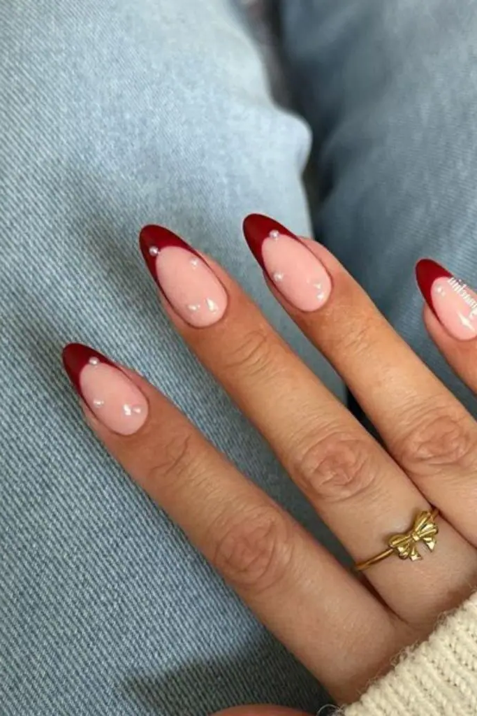 Cherry Red French Twist Nail Design