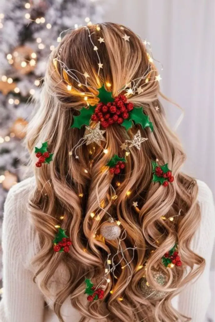 3. Christmas Tree Curls: A Festive Hairstyle