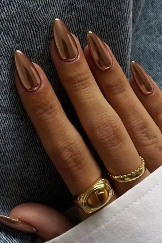 Metallic Mocha Magic Nail Design