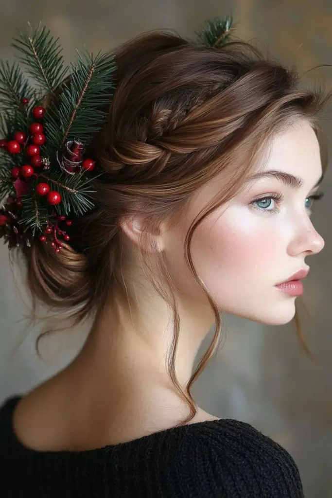 Christmas Tree Braided Crown Hairstyle