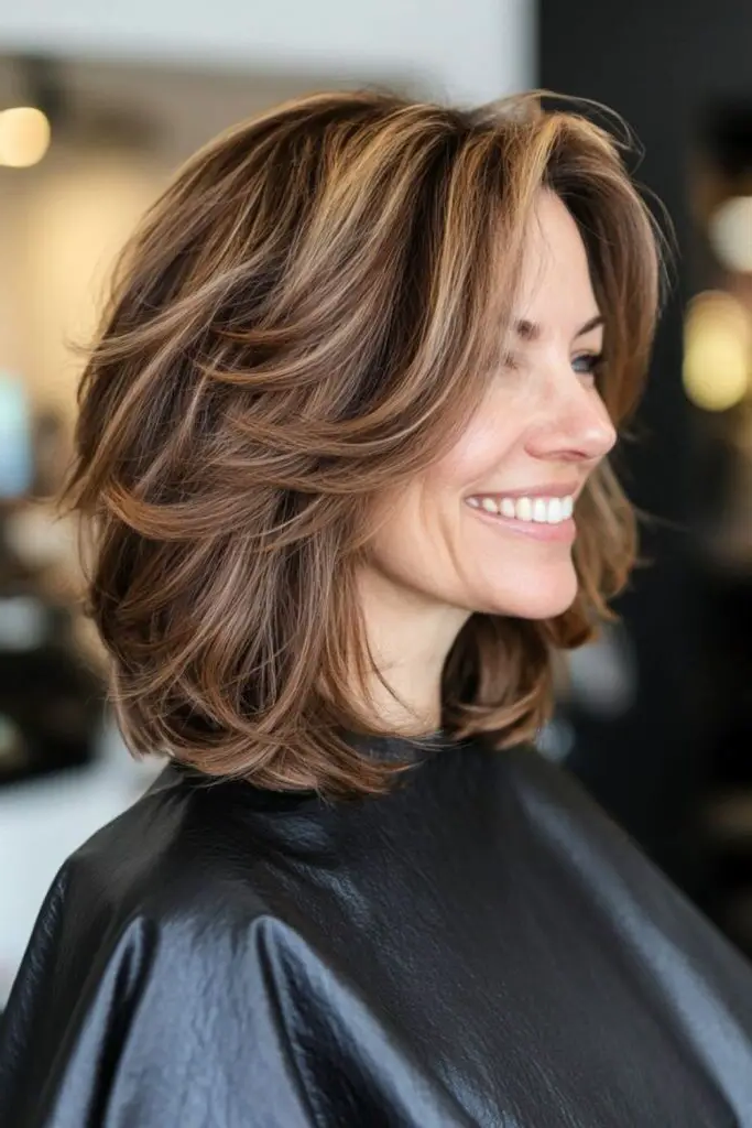 Layered Textured Lob Haircut