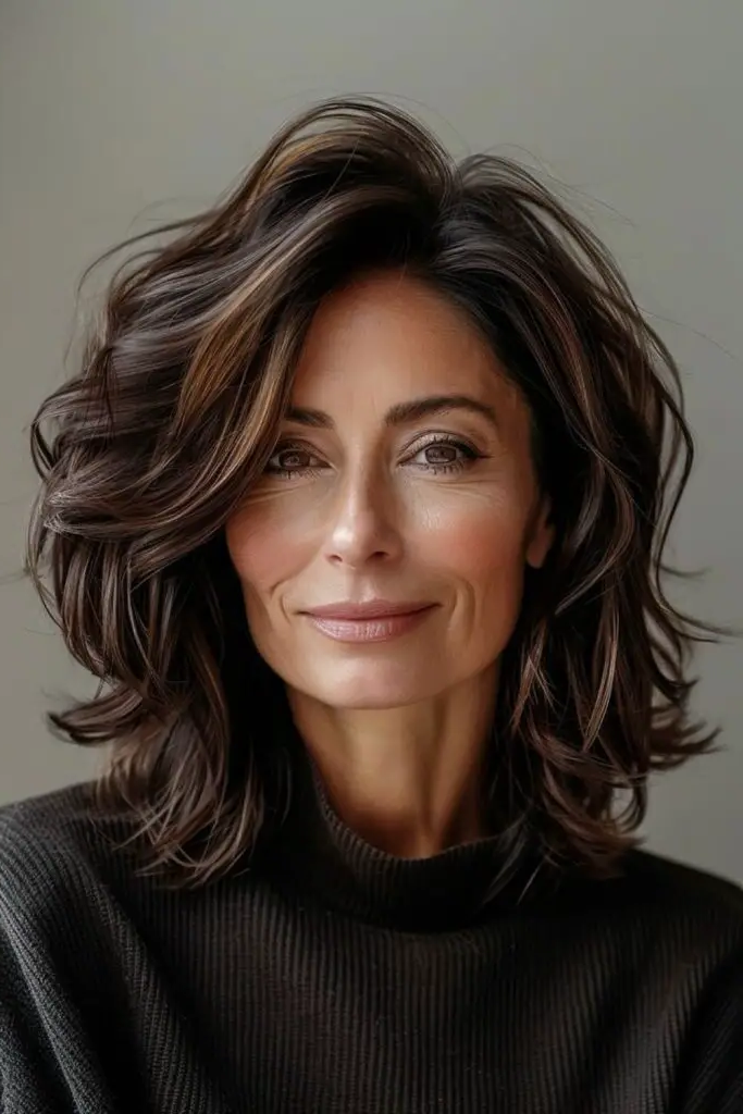 Side-Swept Curls Framing Soft Fabrics