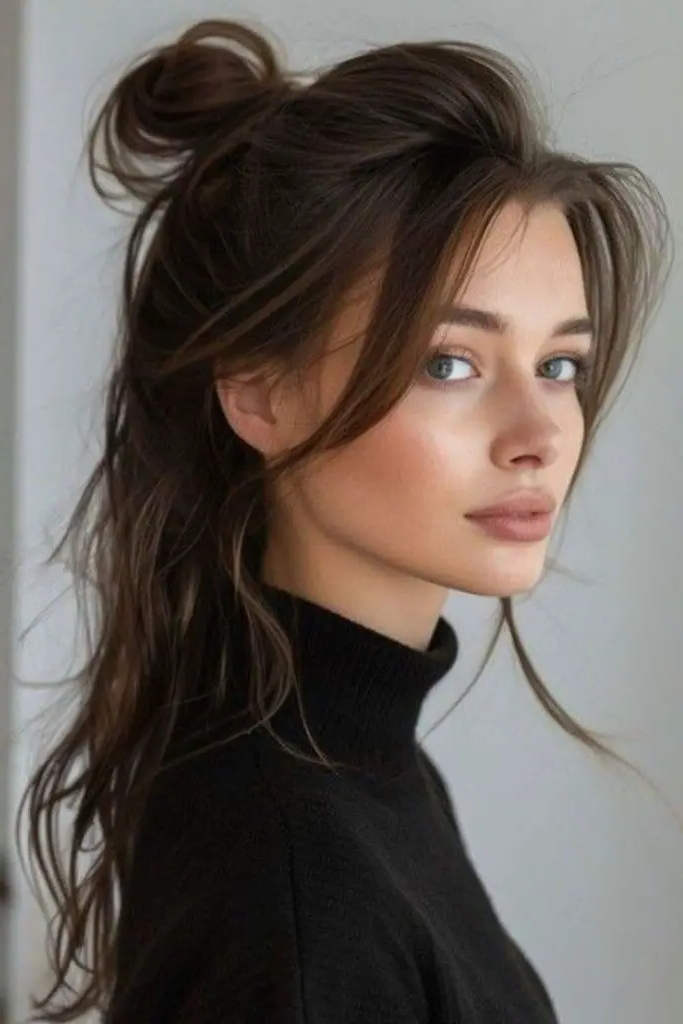 Twisted Half-Updo with Layered Knits