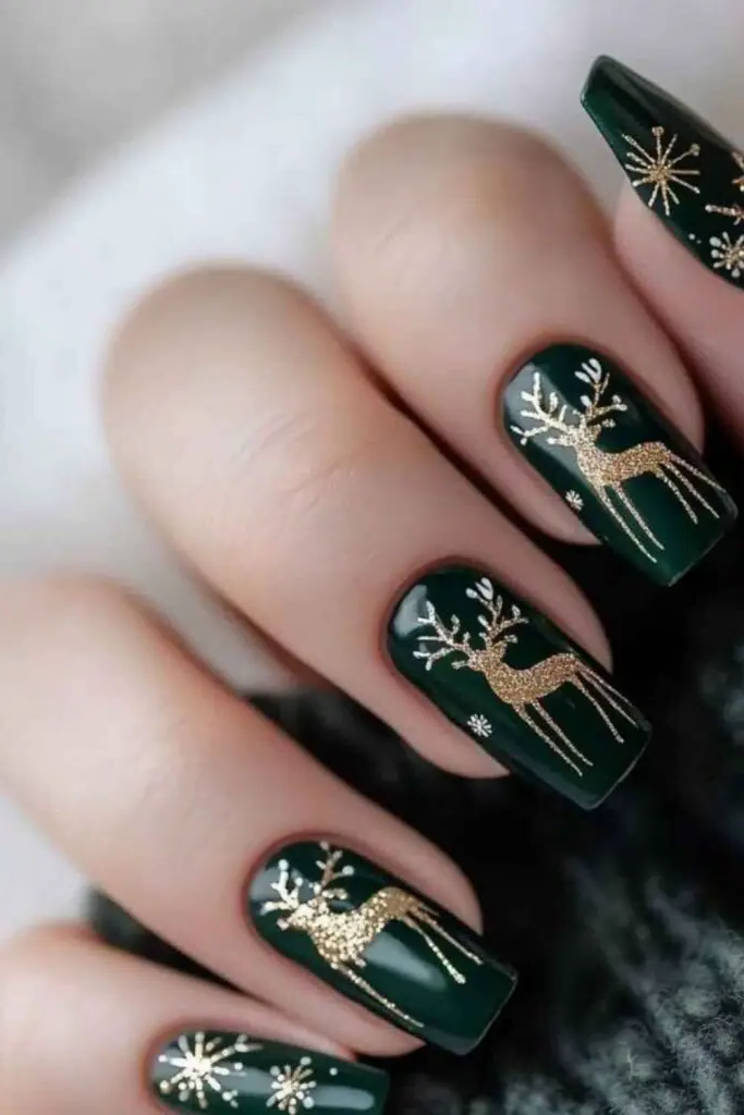 Bold Holly Hooves Nail Design