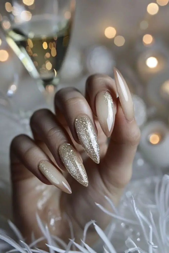 Elegant Champagne Shimmer Nail Polish