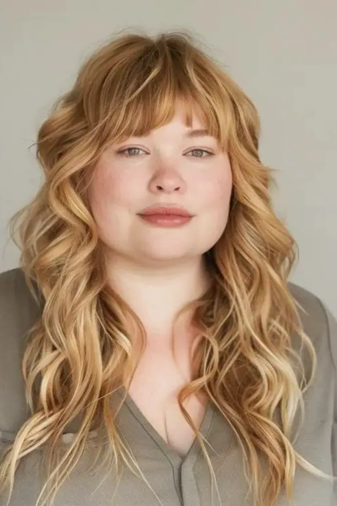 Tousled Beach Waves with Long Bangs